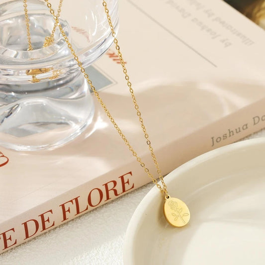 Rose Water Droplet Gold Pendant Necklace - Womens