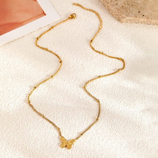 Y2K Butterfly Gold Pendant Adjustable Necklace - Womens