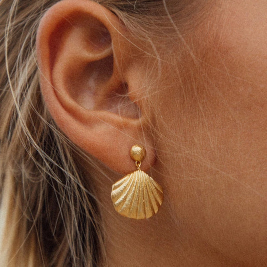Bohemian Beach Shell Gold Earrings - Womens