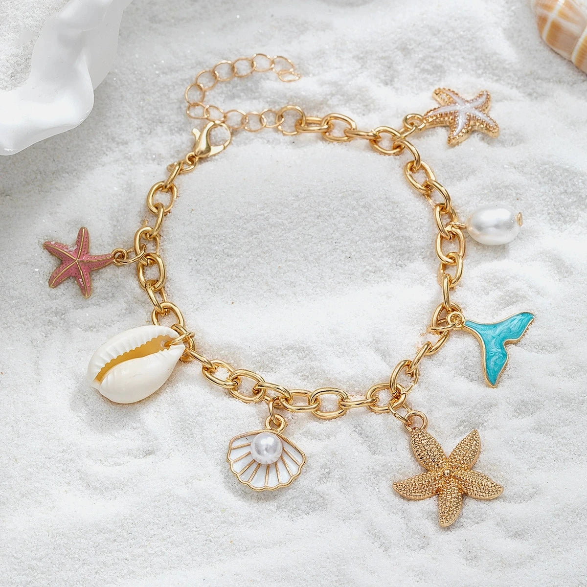 Bohemian Beach Gold Charm Bracelet - Womens