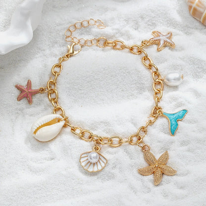 Bohemian Beach Gold Charm Bracelet - Womens