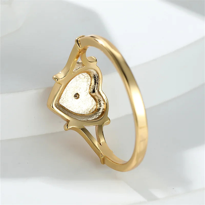 Vintage Black Enamel Heart and Sun Gold Valentine's Day Ring - Womens