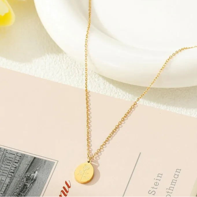 Rose Water Droplet Gold Pendant Necklace - Womens