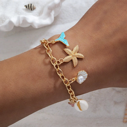 Bohemian Beach Gold Charm Bracelet - Womens
