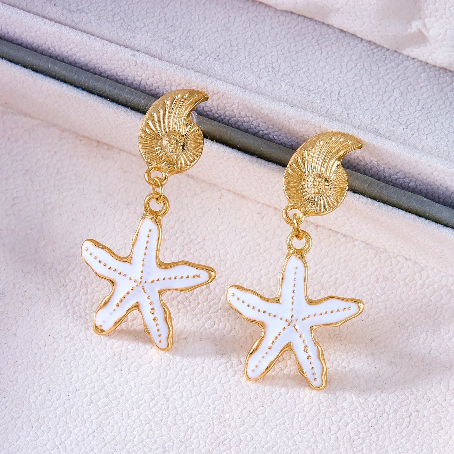 Bohemian Beach Starfish Gold Drop Earrings - Womens