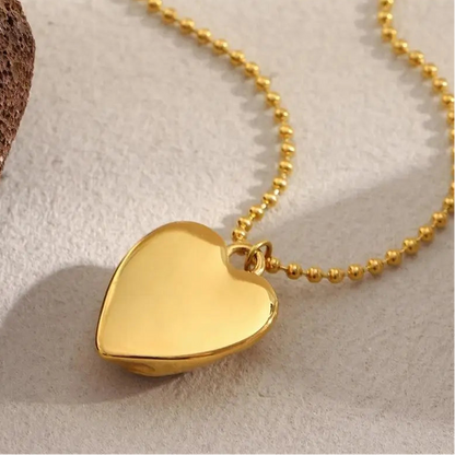 Red Heart Zircon Stone Gold Pendant Valentine's Necklace - Womens