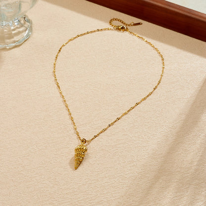 Boho Beach Conch Shell Necklace Gold - Womens