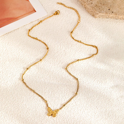 Y2K Butterfly Gold Pendant Adjustable Necklace - Womens