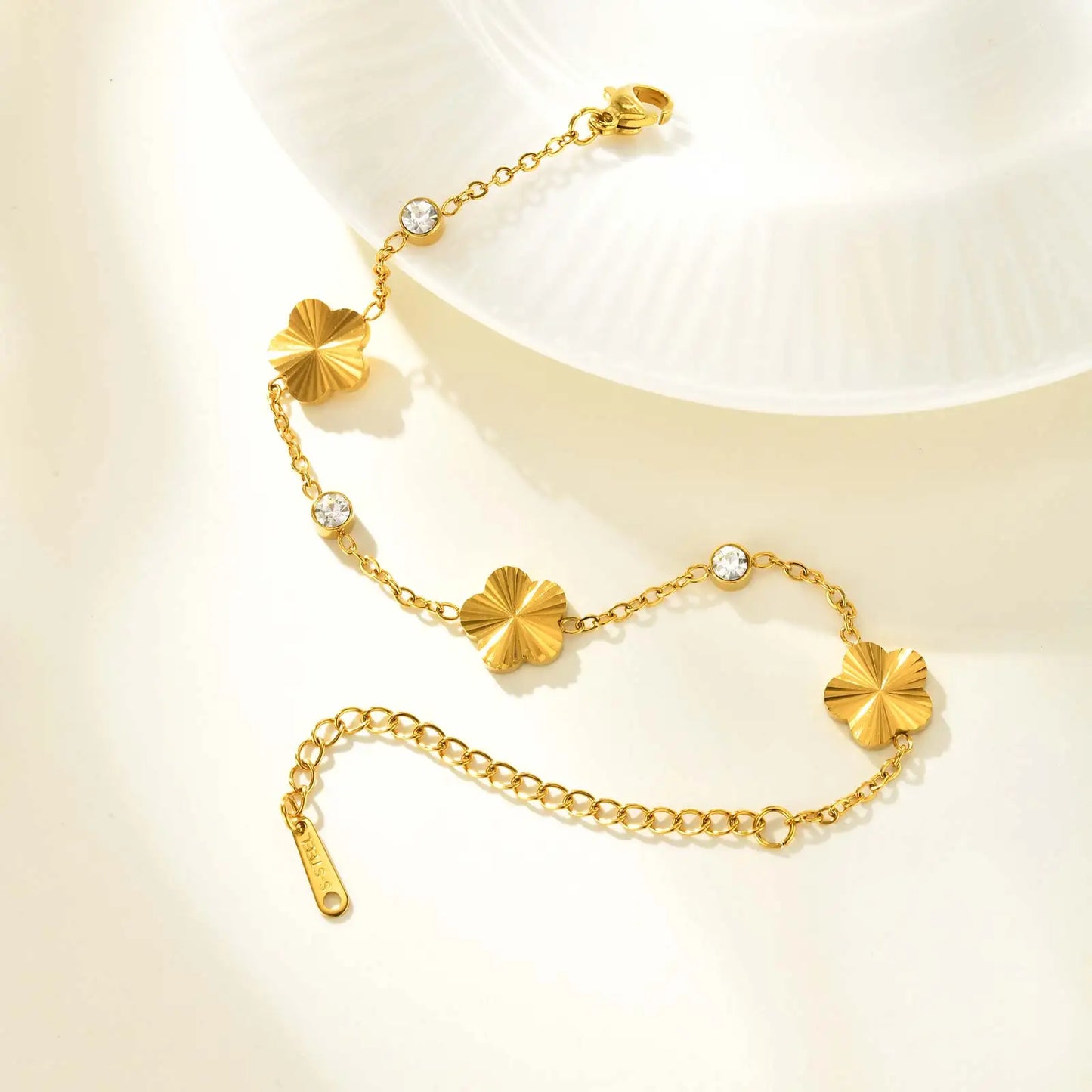 Coquette Flower Petal Gold Charm Bracelet - Womens - Adjustable