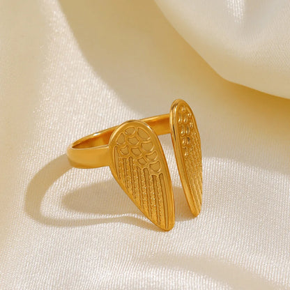 Fairycore Angel Wings Gold Adjustable Ring - Womens