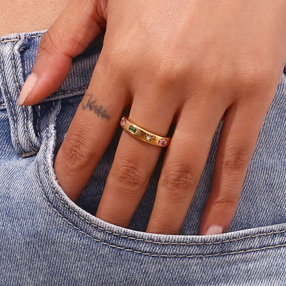 Boho Zircon Teardrop Sun Ring - Gold & Silver - Womens