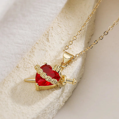 Tiny Crystal Infinity Flower Heart Sword and Cross Valentine's Necklaces - Womens