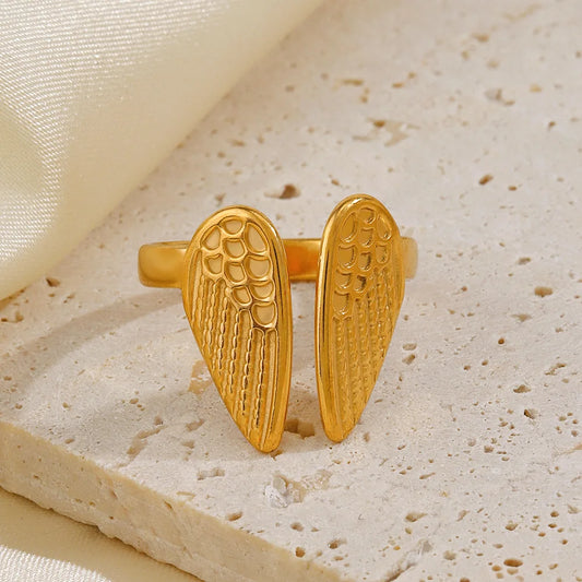 Fairycore Angel Wings Gold Adjustable Ring - Womens
