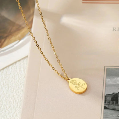 Rose Water Droplet Gold Pendant Necklace - Womens