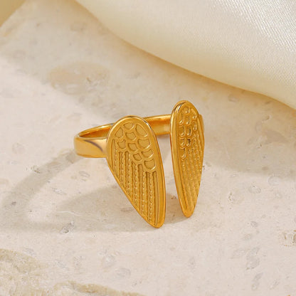 Fairycore Angel Wings Gold Adjustable Ring - Womens