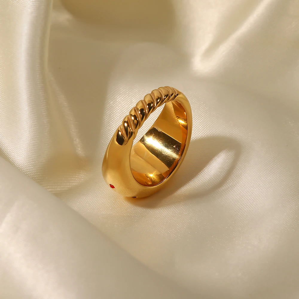Rainbow Celestial Star Chunky Gold Ring - Womens