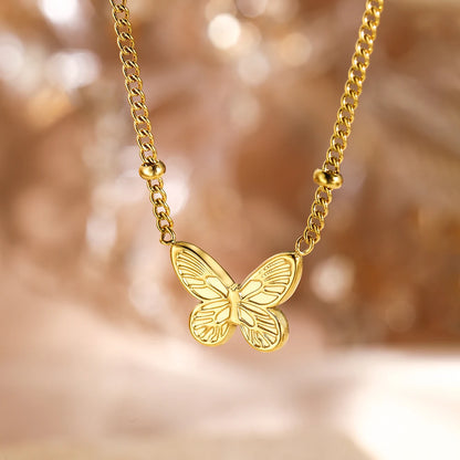Y2K Butterfly Gold Pendant Adjustable Necklace - Womens