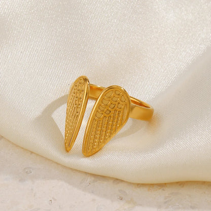 Fairycore Angel Wings Gold Adjustable Ring - Womens