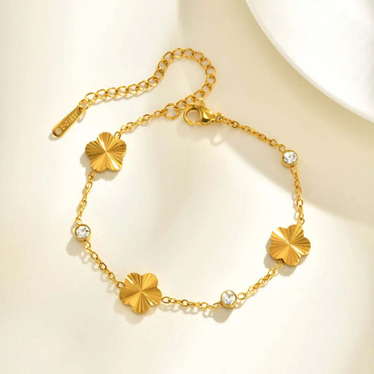 Coquette Flower Petal Gold Charm Bracelet - Womens - Adjustable