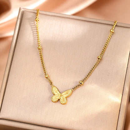 Y2K Butterfly Gold Pendant Adjustable Necklace - Womens