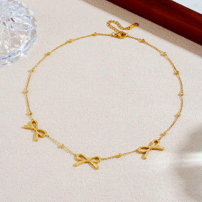 Coquette Gold Bow Necklace Choker - Womens