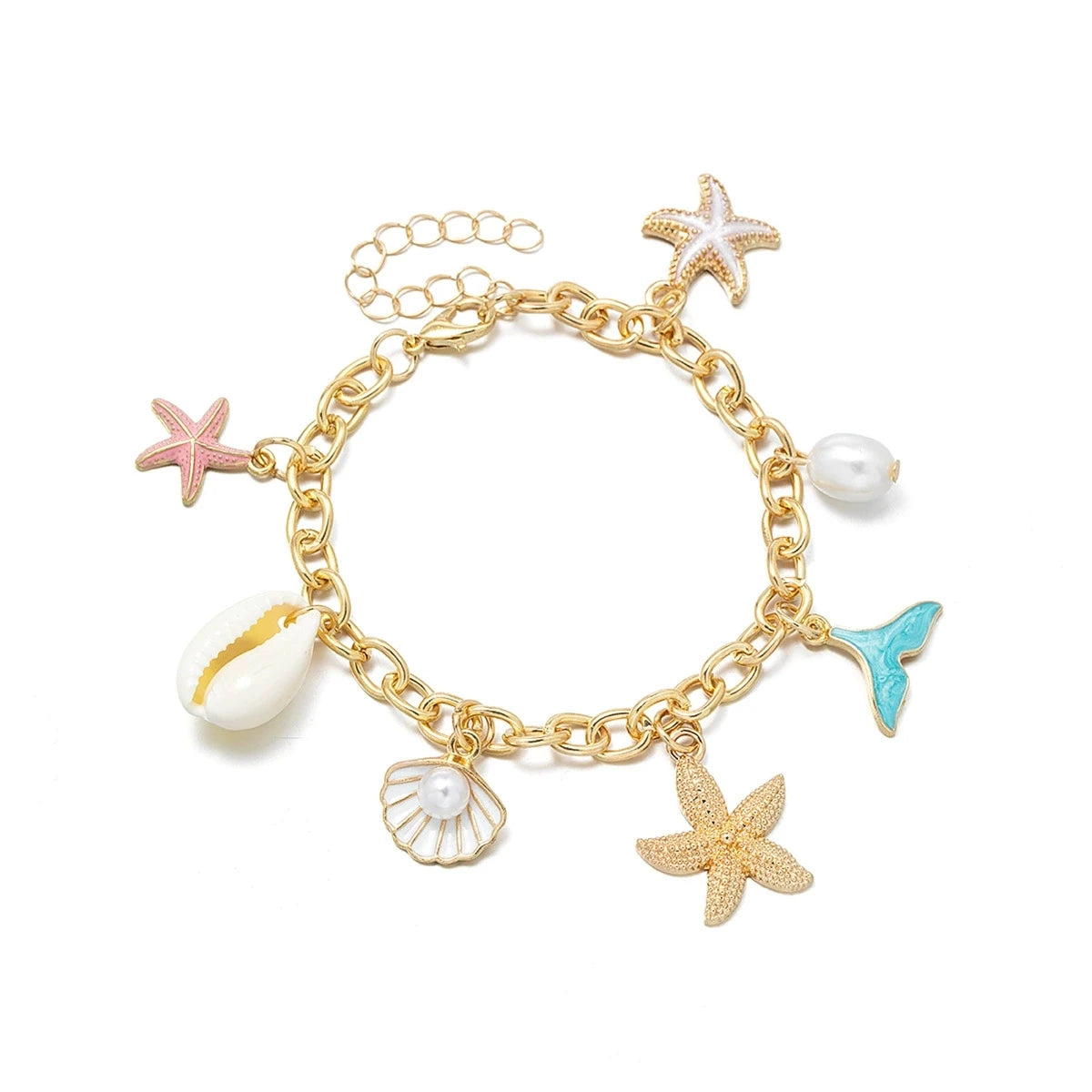 Bohemian Beach Gold Charm Bracelet - Womens