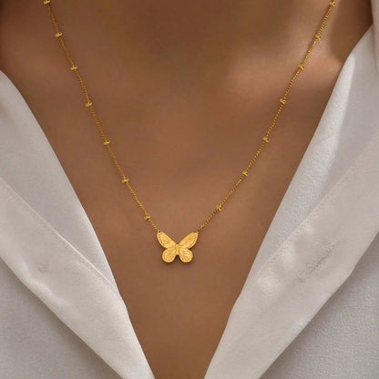 Y2K Butterfly Gold Pendant Adjustable Necklace - Womens