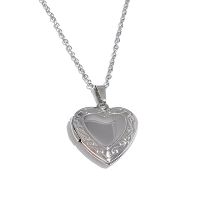 Coquette Heart Locket Necklace - Gold & Silver - Womens