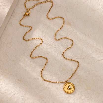 Zircon Star and Moon Pendant Charm Necklace Gold - Womens